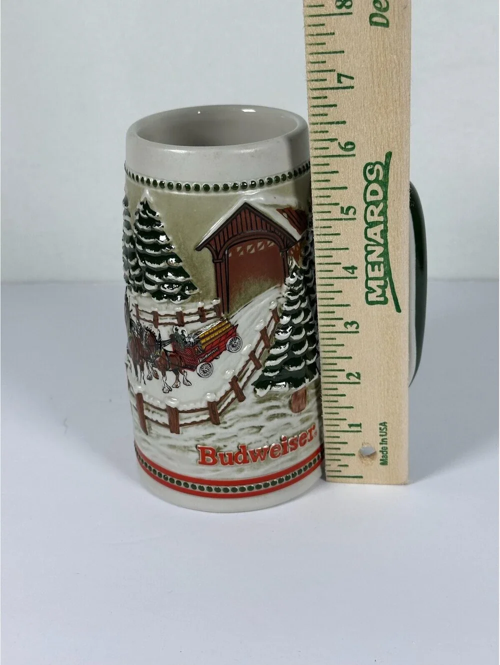 Vintage Budweiser Holiday Stein Clydesdales Covered Bridge Ceramarte C-11